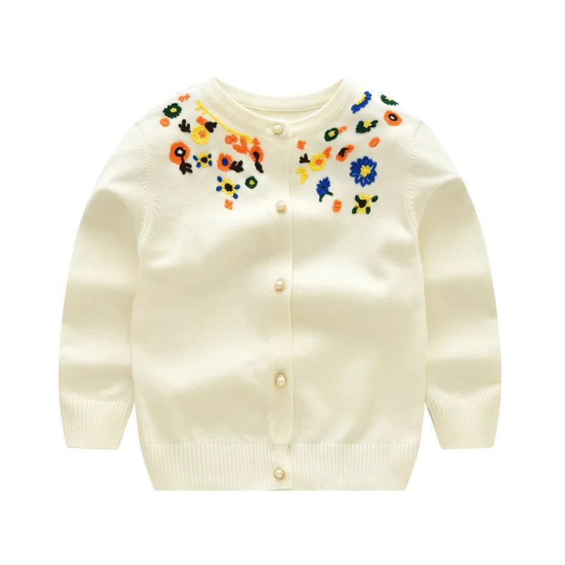 Flowers Cartoon Children Cardigan Cotton Children Girls Baby Hand Embroidery Sweater Design