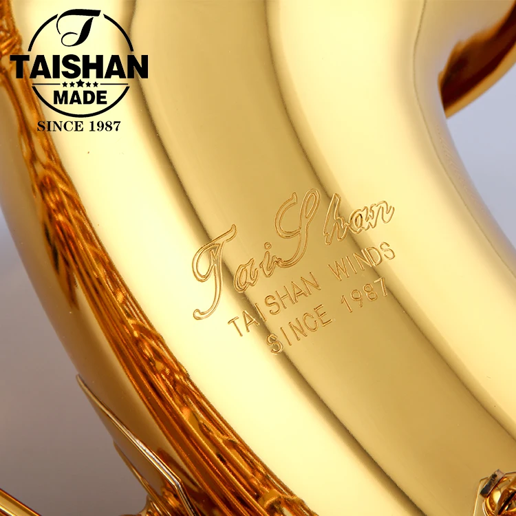 Gold Lacquer Bb Tenor Saxophone Brass Body Wind Instrument for Musicians