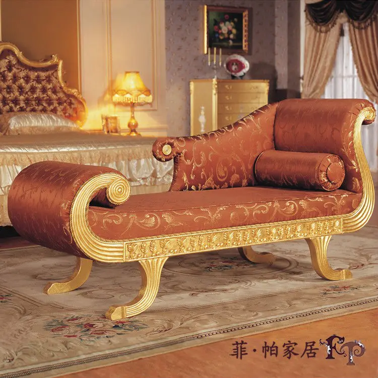 Roman style furniture - solid wood hand craft cracking paint chaise lounge