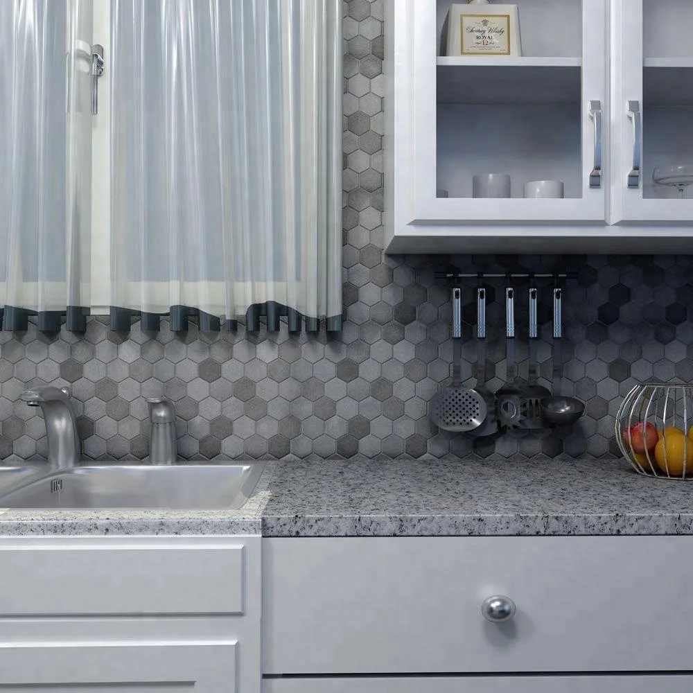 Decorstone24 Dark Color Hexagon Lava Stone Mosaic Tiles Bulestone Kitchen Backsplash From China Factory