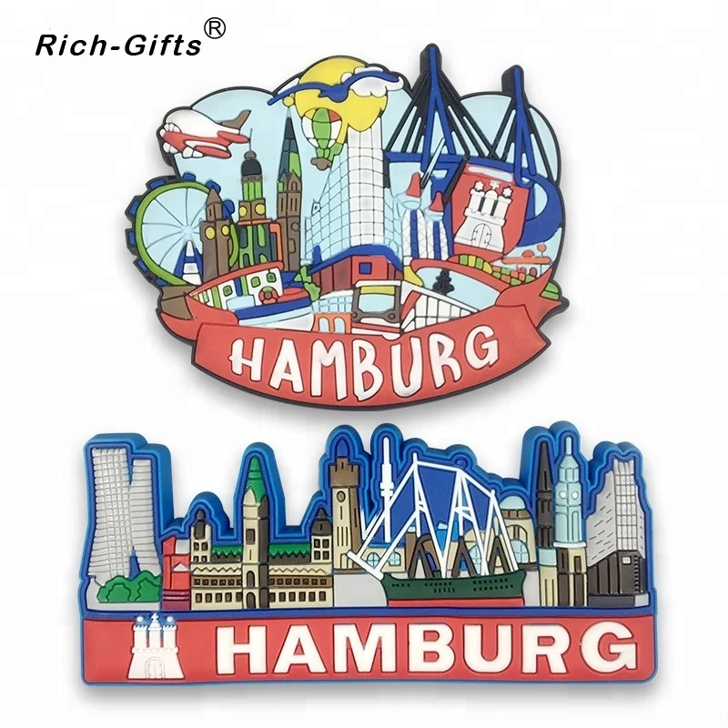 
Hamburg Tourist Souvenir PVC Fridge Magnets For Germany 