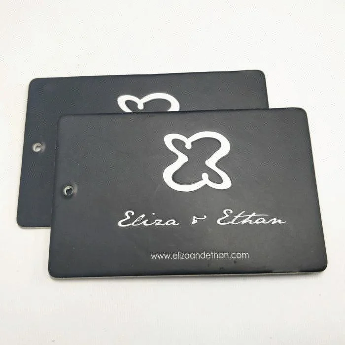 Machine made recycled paper pvc folded hang tag with printing logo