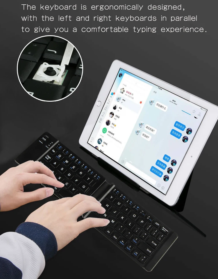 Foldable Ultra Slim Rechargeable Keyboard Tablet Blue tooth Keyboard Wireless Ultra Slim Keyboard for iOS Android Windows 3 in 1