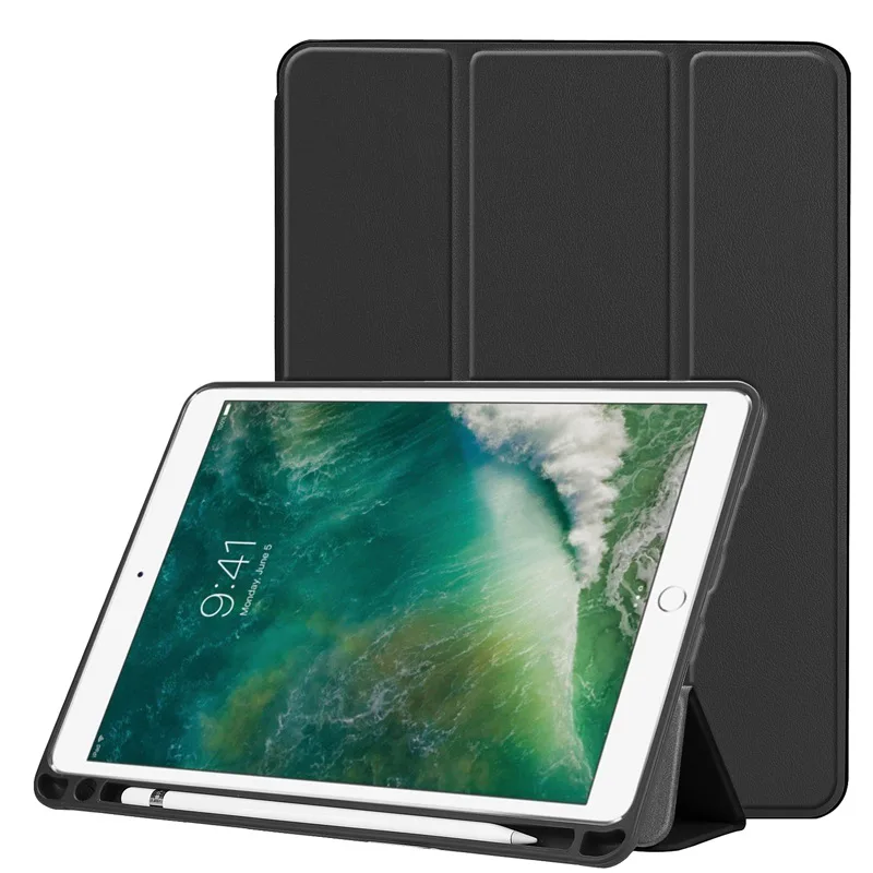 
PU leather Smart Cover Case with Pencil Holder for iPad 10.2 air 3 Pro 10.5 2019 Slim Trifold stand leather Case 