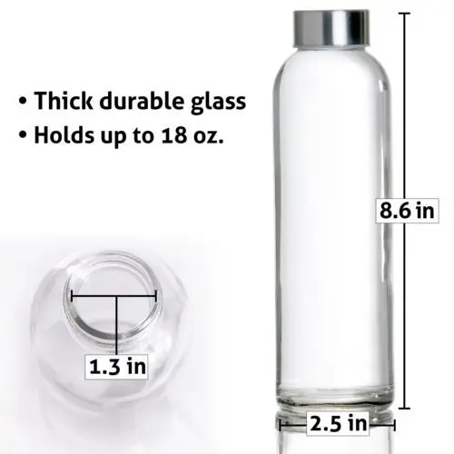 
customized glassware factory BPA free stainless steel cap 300ml 400ml 500ml 750ml 1000ml glass water bottle 