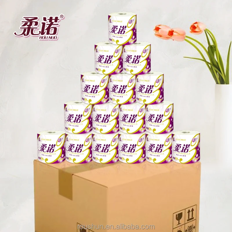 Wholesale price logo toilet living tissue paper roll from factory of China