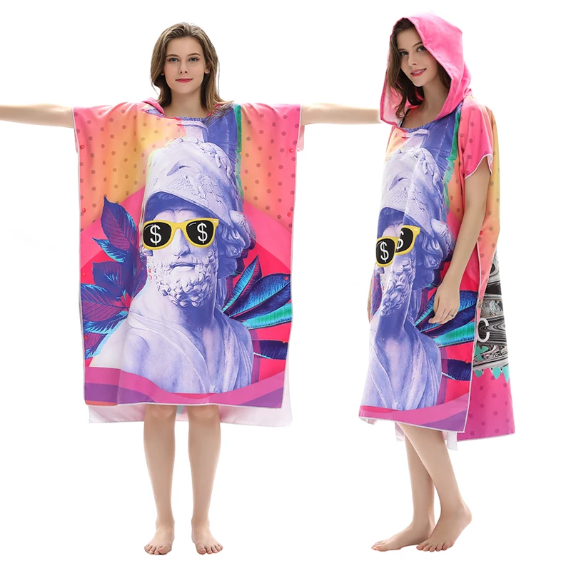 Leisure Daily Use Original Design Large Printed China Supplier Best Quality Private Custom Adult Poncho Hooded Towel