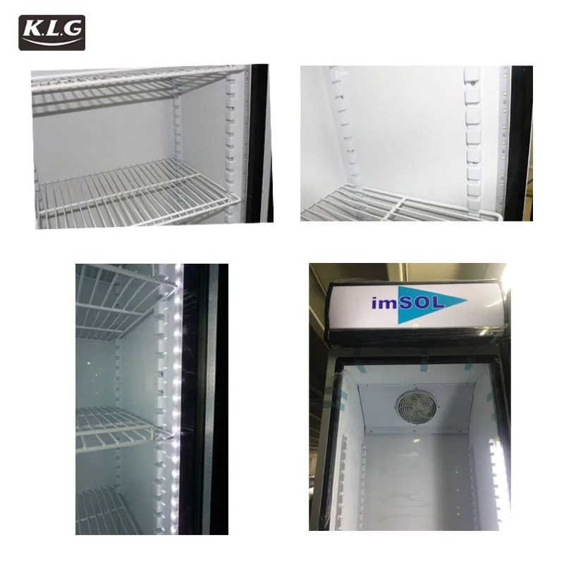 358L single glass door upright vertical showcase cabinet fridge with self close
