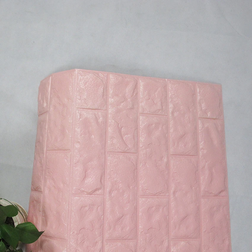 Pink White PE Wall Panels 3d Brick Wallpaper 3d Foam Wall Stickers for Home Decoration