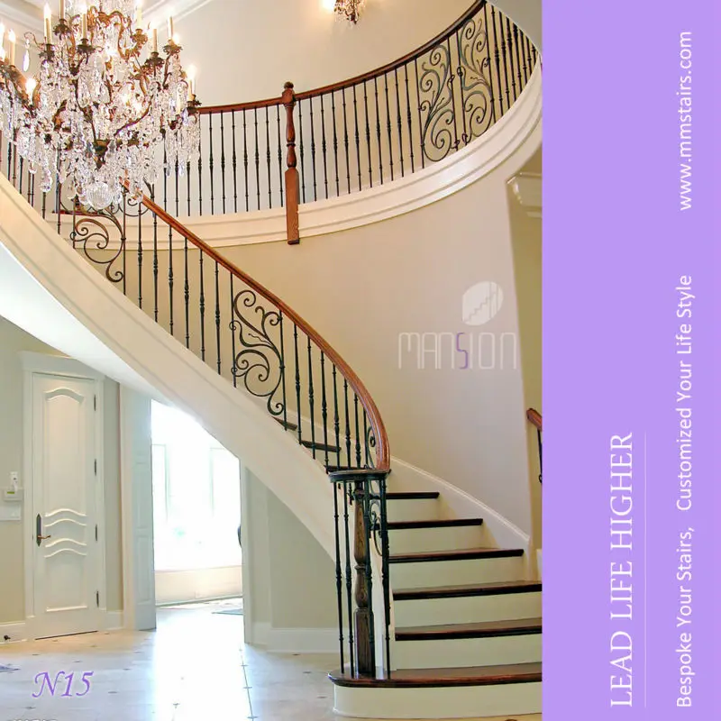 Wrought Iron Railing Luxury Wood Stairs Design