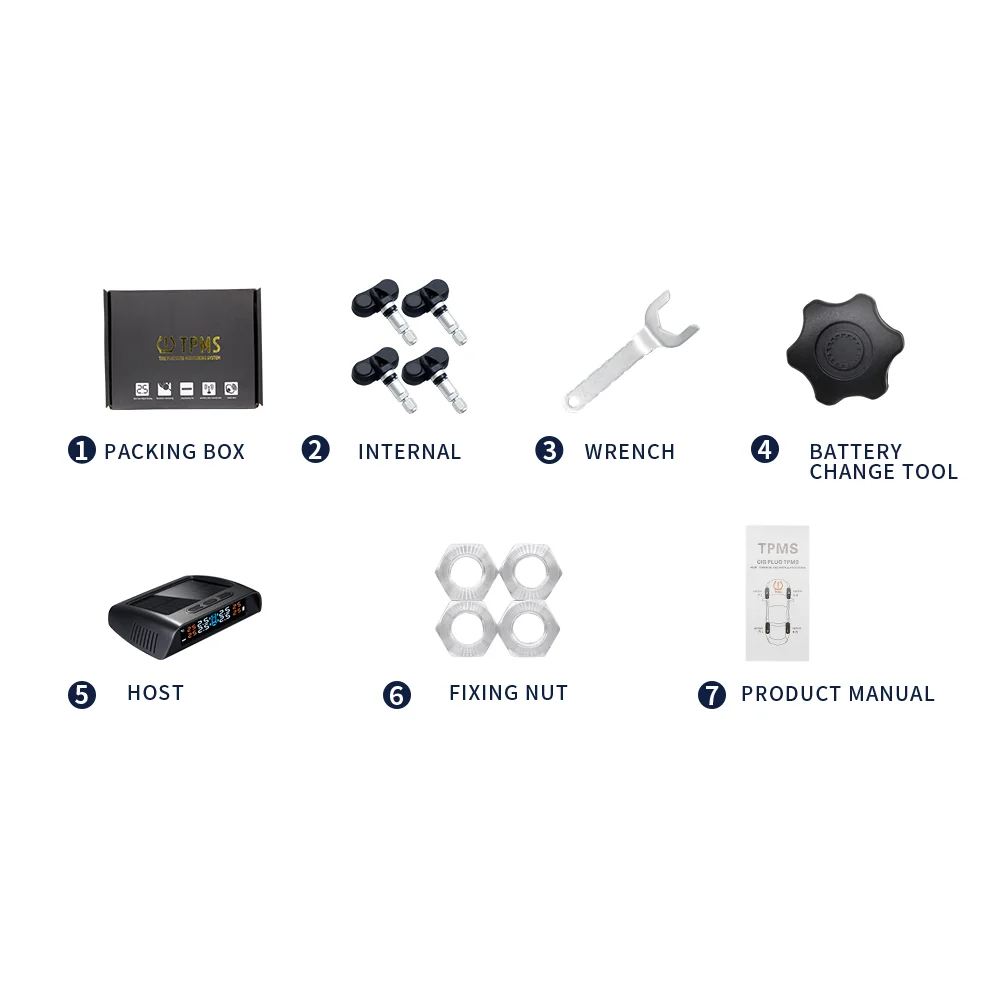 CE ROHS FCC Certified Wireless Solar Tire Pressure Monitoring System TPMS with Built-in Internal Sensor and Replaceable Battery