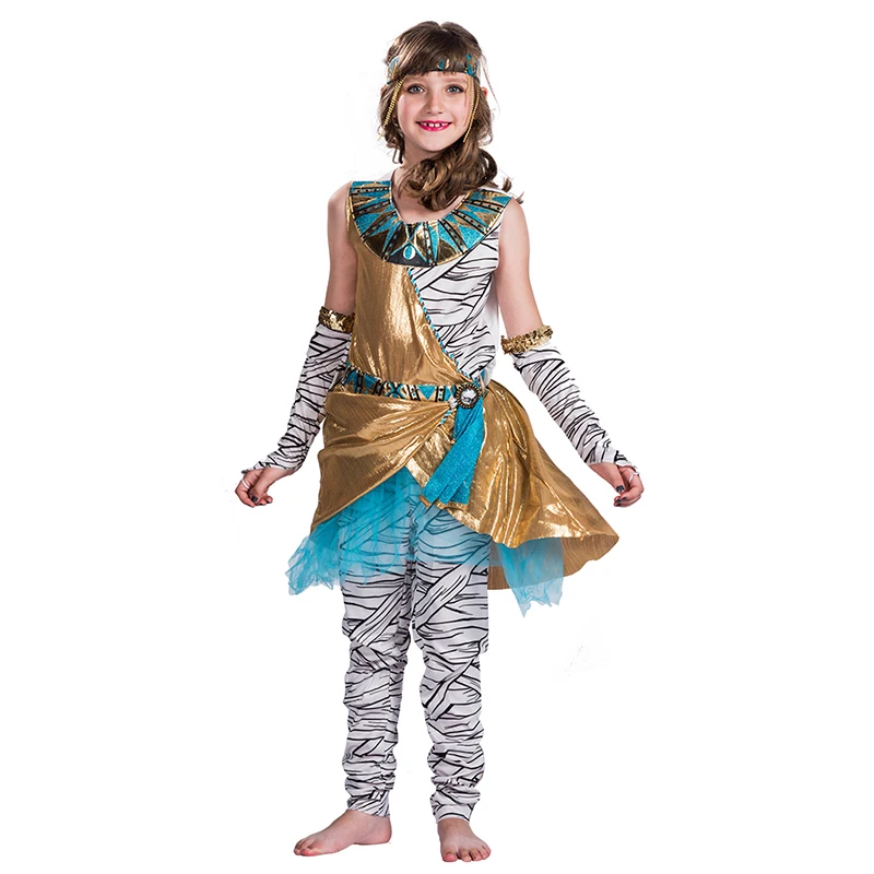 Halloween party carnival fancy dress children girls egypt mummy costume for kids
