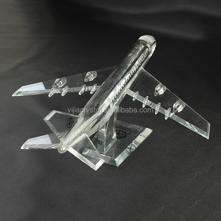 Custom Desktop Decoration Gift 3D Crystal Aircraft Souvenir Crystal Glass Airplane Model