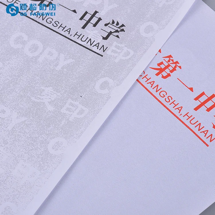 
Custom cheap price security anti-copy paper with watermark, anti copy paper 