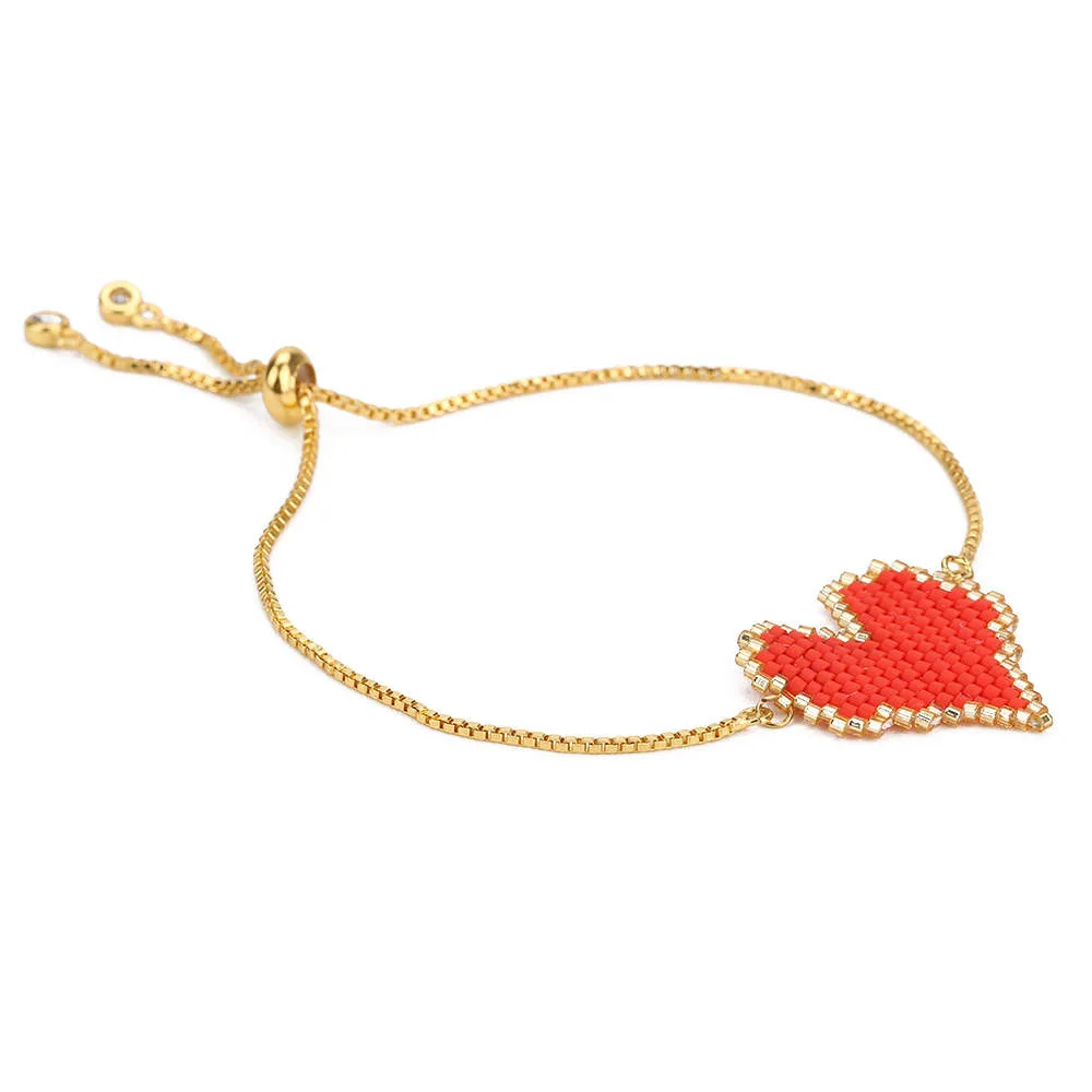 Hot Sale Ladies Miyuki Bracelet Seed Beads Braided Heart Pattern Bracelet Jewelry Chain Bracelets For Women Wholesale