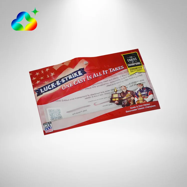 Custom Printing Soft Plastic Ziplock Fishing Lure Bait Packaging Bags With Logos And Hanging Hole