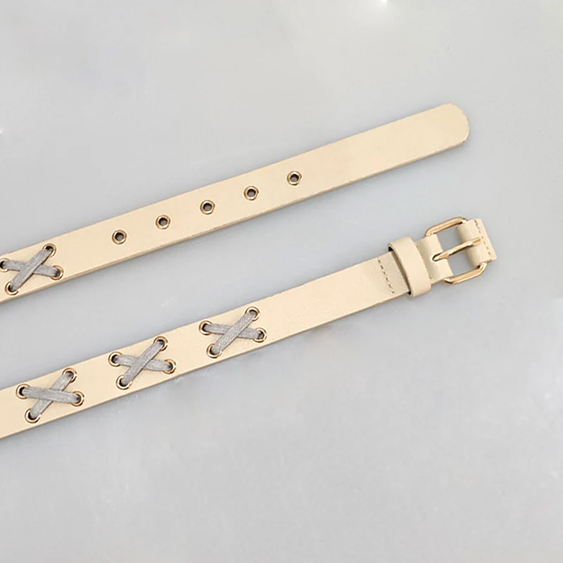 
New fashion PU leather braided new woman belt woven braided belt ceinture femme white beige lady girl belt China 