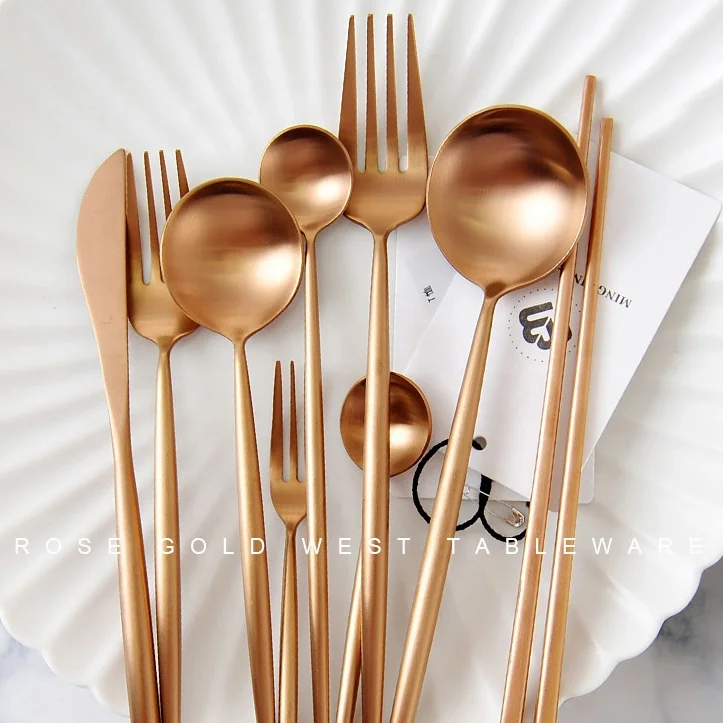 Luxury Royal 18/8 Stainless Steel Rose gold PVD Cutlery Set for Restaurant Flatware