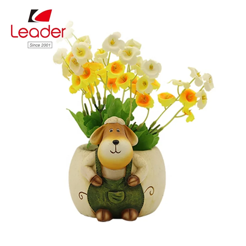 Custom Painted Cute Animals Resin Cartoon Sheep Statue Colorful Flower Pot sheep flower pot