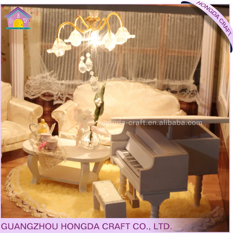 Miniature Models Three-story Cottage Kids Educational Handmade Puzzle Wooden Miniature House Toys Doll House For Gifts