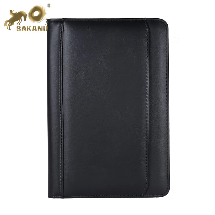 High Quality Professional Business Zippered a5 Padfolio PU Leather Modern Portfolio with Multiple Pockets