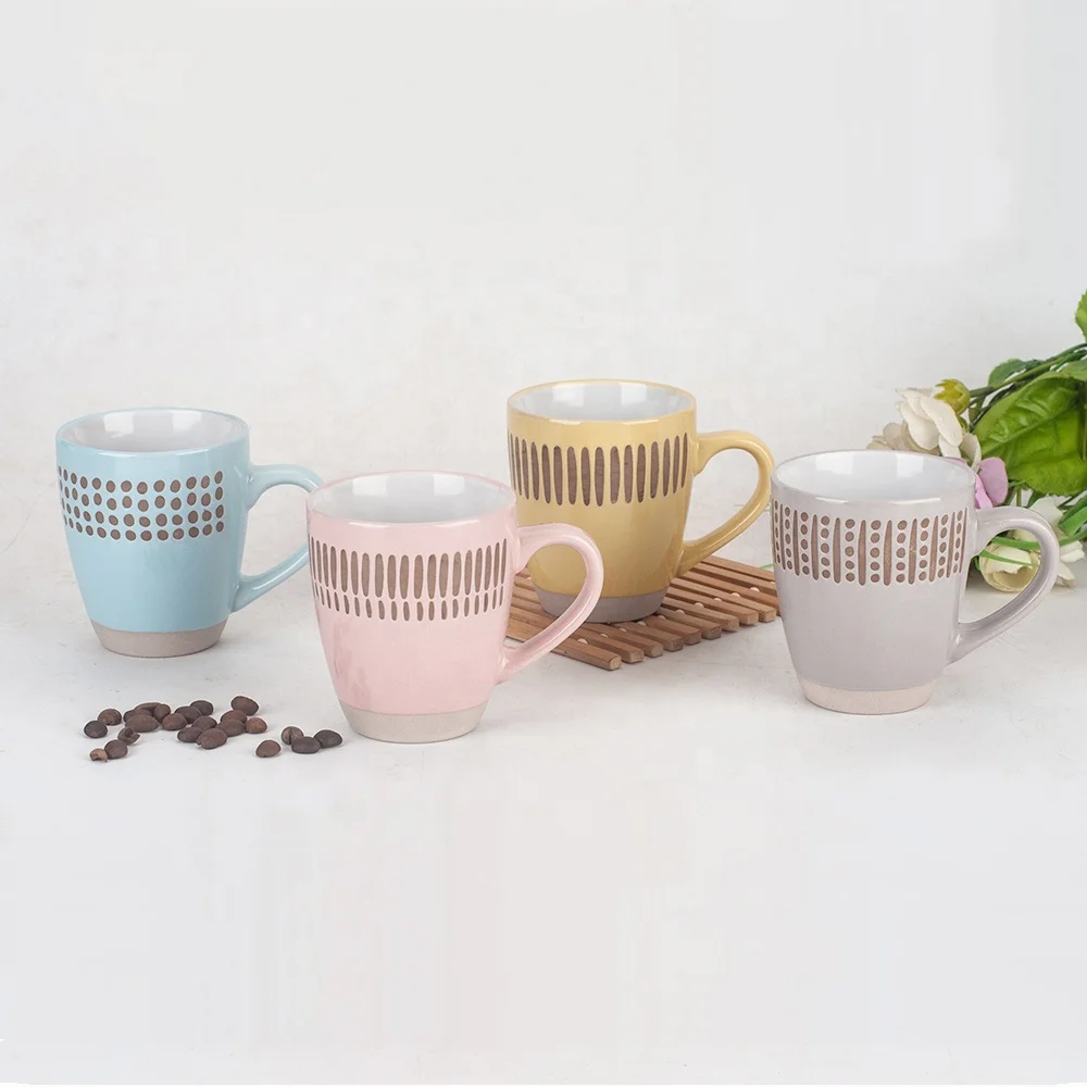 New design clay bottom 7 oz tulip shape stoneware coffee mugs ceramic