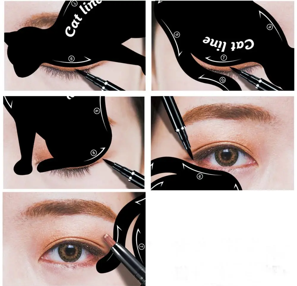 
Makeup Tool Drawing Eyeliner & Eyeshadow Stencils Cartoon Eyeliner Reusable Model Black Cat Liner 