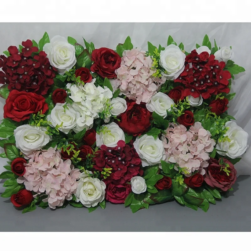 Custom 3D Pink Flowerwall Wedding Artificial Silk Rose Flower Wall Panel Backdrop Artificial Flowers Decorative Flowers For Wall