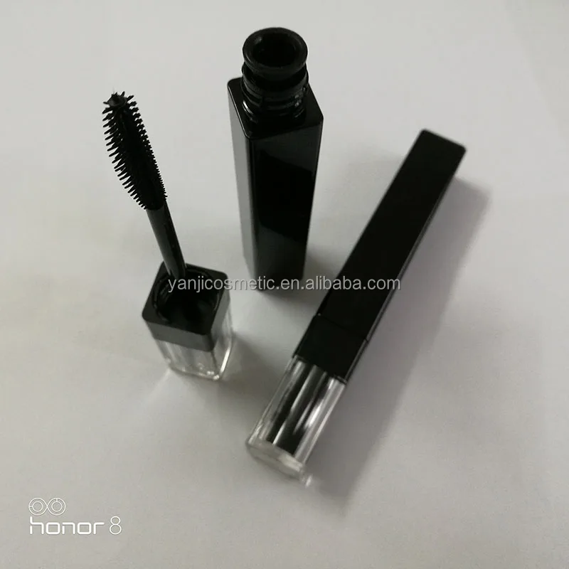 
6ml Custom logo square plastic empty cosmetic black mascara tube/bottle/container with silicone brush 