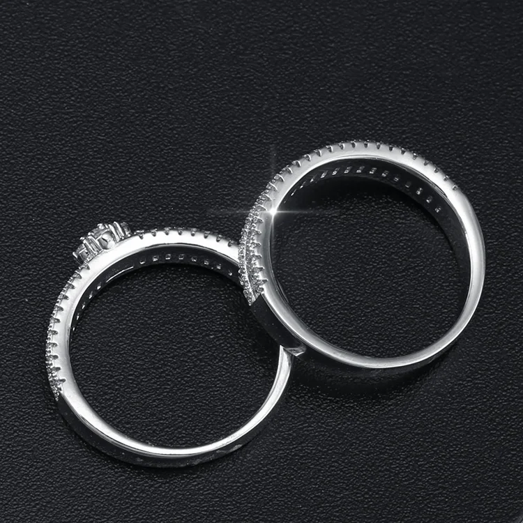 Couple ring Simple Model white gold plated  finger double ring