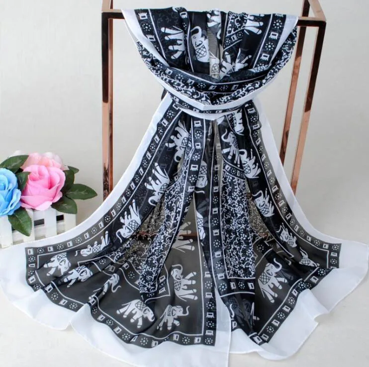 Шифоновый шарф ZP с животным принтом, хиджаб для девочек со слоном, Турция