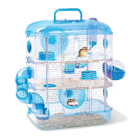 
Blue Crystal Castle Double Deck Indoor Hamster Cage Luxury Transparent Hamster Cages 