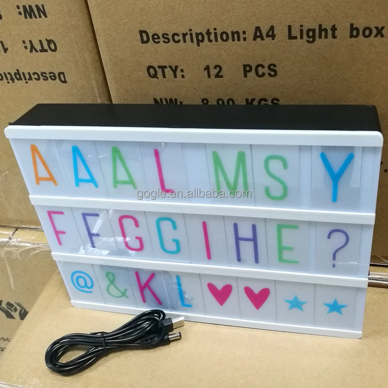 
A4 Cinema LED light Box Extra 85pcs colorful Letters Numbers Symbols 