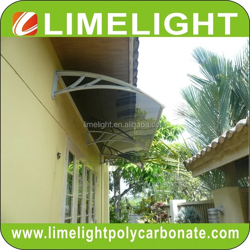door roof canopy with black engineering plastic bracket and bronze polycarbonate solid sheet for DIY polycarbonate awning