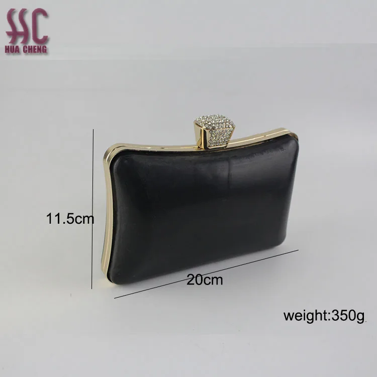 Fashion shiny gold color with diamond clasp decoration lady handbag clutch metal purse frame
