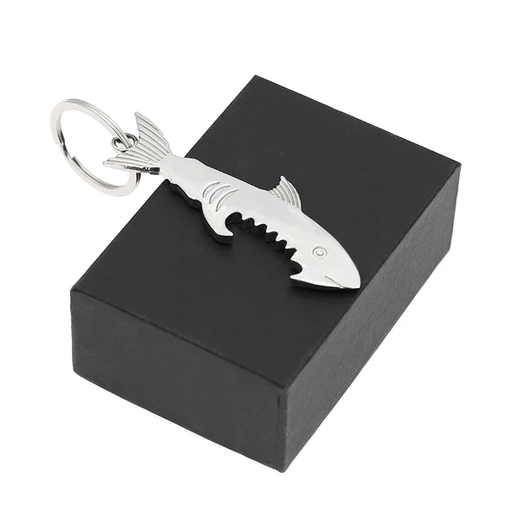 customized silver shark bottle opener with logo