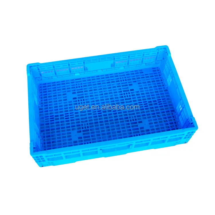 Wholesale foldable plastic material and mesh box style storage Crates for fruit and vegetable