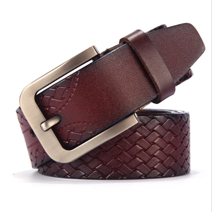 Italian Style Elegant Vegan Color Stamp Pin buckle Real Leather Mens Belts On Sale