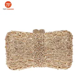 China Factory Wholesales Nice Crystal Rhinestone Clutch Evening Bag for Formal Party Bow  Clutch Purse
