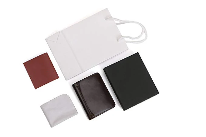 Мужской кошелек двойного сложения из натуральной кожи с RFID-блокировкой