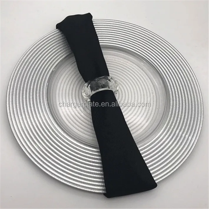 Manufacturer Party Wedding Decoration Thread Design Glass Charger Plate