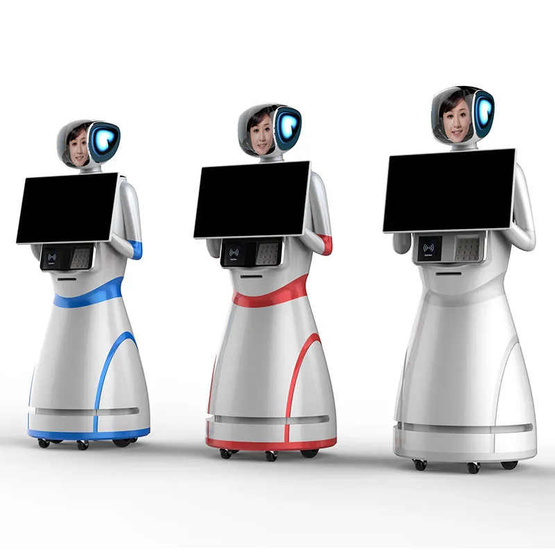 AI reception with LED face recognition bank Business consultation robot