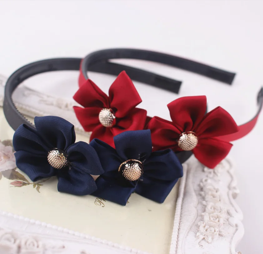 Wholesale ladies hair Toothed antiskid ribbon covered plastic flower hair band