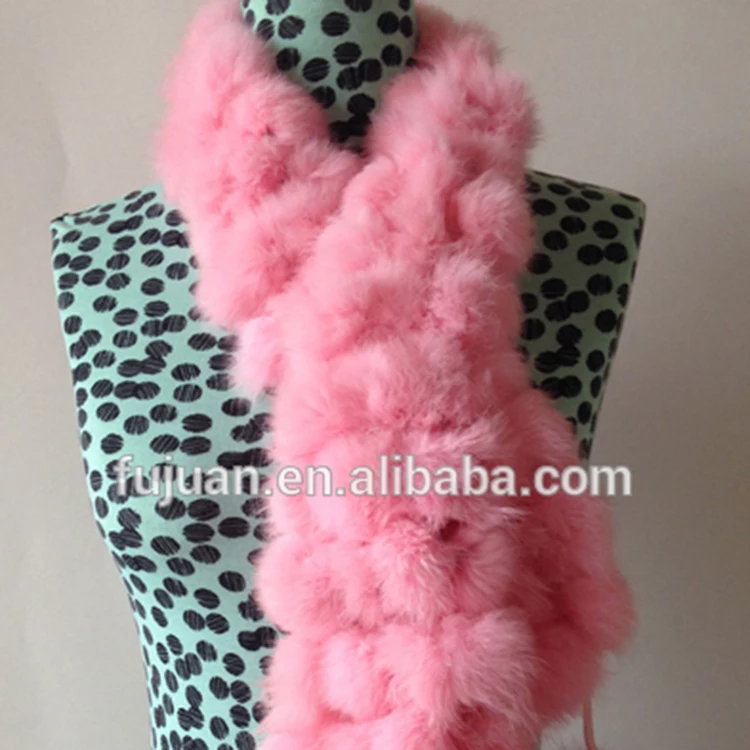 
Fashion nice rabbit fur scarf 4 lines balls fur collar scarf for women scarf 