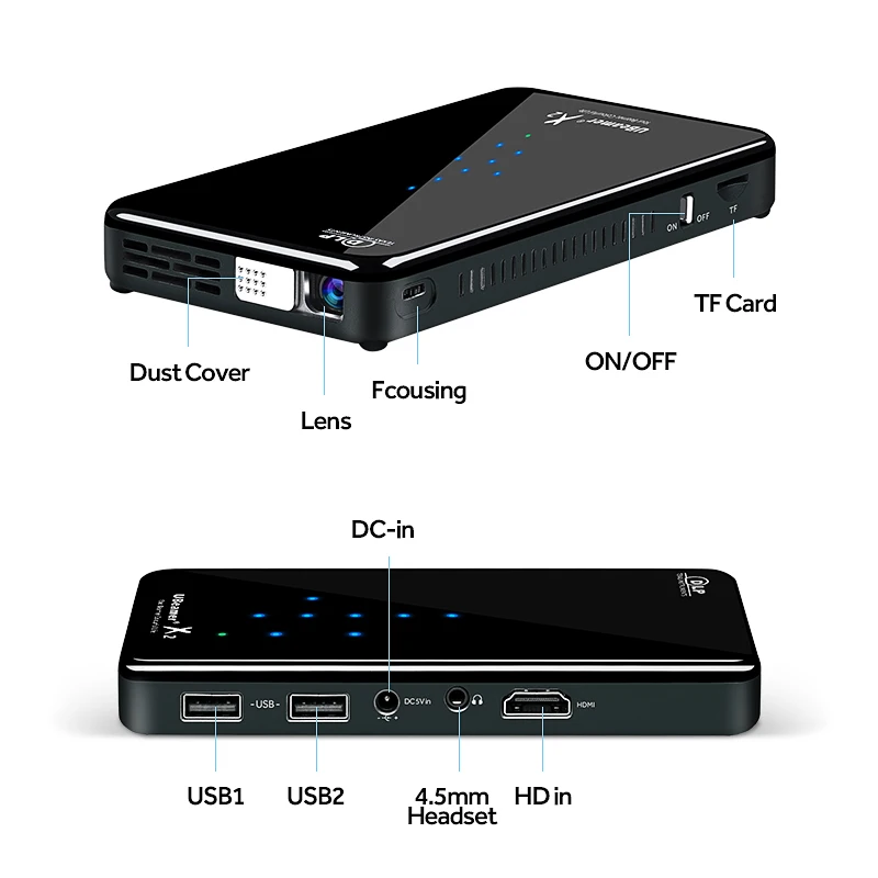 AUN MINI Projector WIFI Android. Touch Control (Optional Voice Control Version, RAM:2G ROM:16G) Portable 3D 1080P Home Cinema,TV