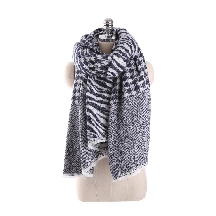 Lady Womens Mens Winter Blanket Cozy Pashmina Jacquard Houndstooth Scarf