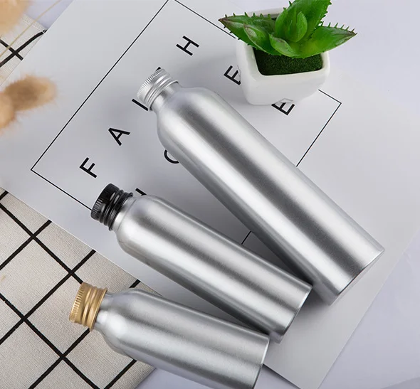 Индивидуальная пищевая косметическая упаковка 50 мл 100 мл 150 мл 200 мл 250 мл жидкое масло алюминиевая бутылка с винтовой алюминиевой крышкой