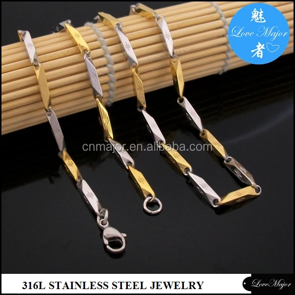3mm surgical stainless steel Gold Bullet Arrow Stick link chain jewelry for Brazil Men