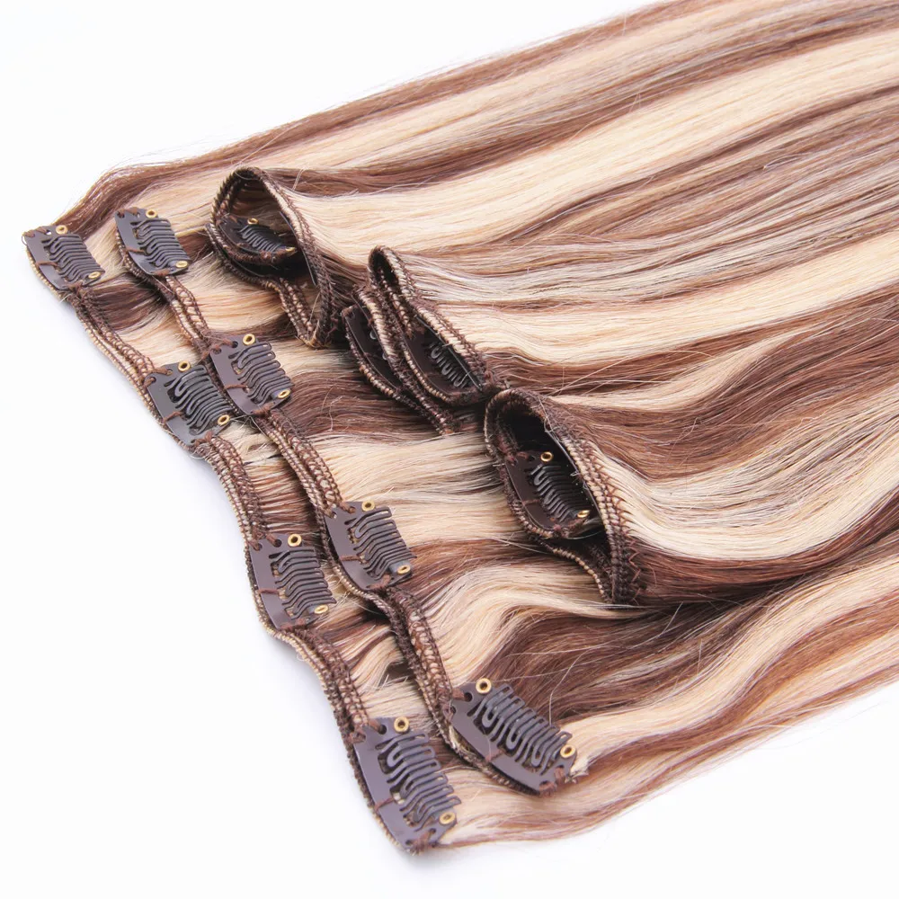 
Virgin Remy Cuticle Aligned Hair Extension Human Onbre Clip In Russian Hair Extensions 