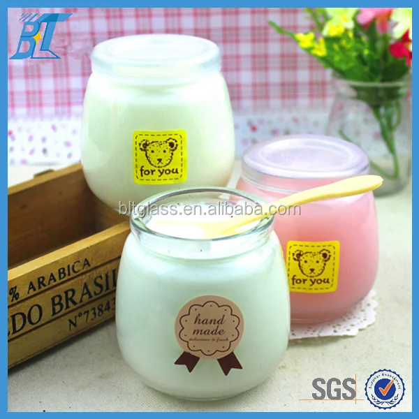 100ml 200ml 300ml Glass Mousse Bottle ,jelly Candles Jar Mousse Aloe Vera Jelly Cup for Sale